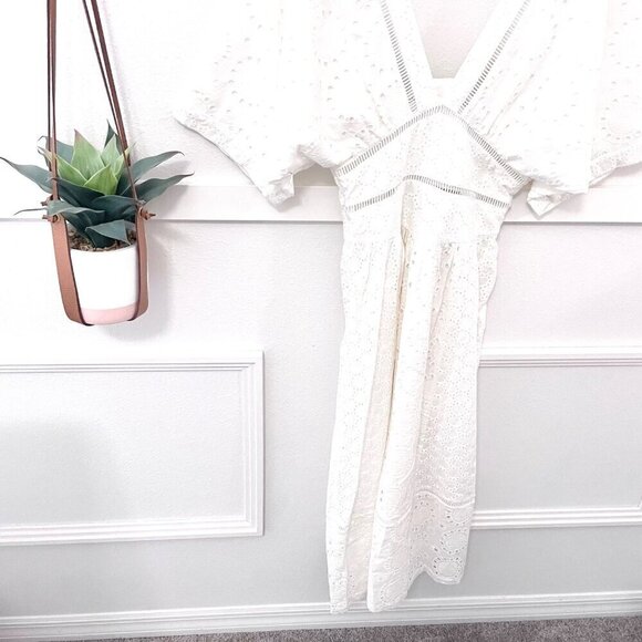 ASOS Broderie White Button Through Eyelet Midi Dress Size 4 - Picture 5 of 8